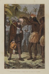 Der Cacique setzt Kolumbus eine Krone auf