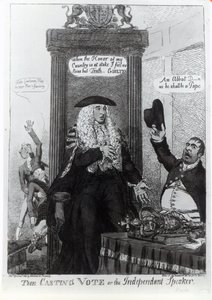 Die entscheidende Stimme oder der unabhängige Sprecher, satirische Karikatur des damaligen Premierministers Henry Addington, 1805