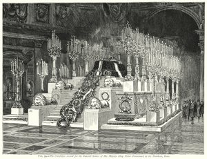 Der Katafalk für den Trauergottesdienst Seiner Majestät König Viktor Emanuel im Pantheon, Rom von English School