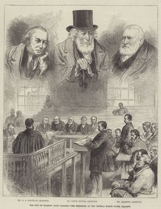 Der Bankrott der City of Glasgow Bank, die Gefangenen im Zentralen Polizeigericht, Glasgow (Gravur) von English School