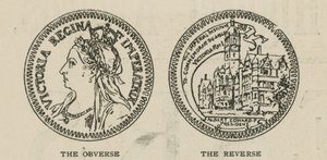 Die Gedenkmedaille, die Ihrer Majestät vom Prinzen von Wales als Präsident des Imperial Institute am Tag der Eröffnungszeremonie überreicht wurde von English School