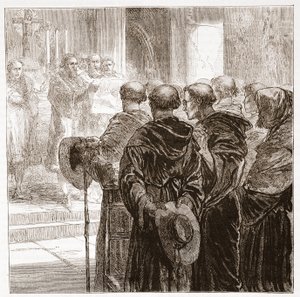 Die Räte lösen den Augustinerorden in Zürich auf, 1524, Illustration aus Die Geschichte des Protestantismus von James Aitken Wylie, veröffentlicht 1878 von English School