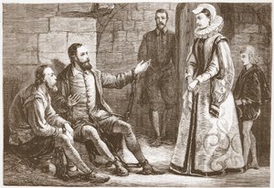 Die Gräfin von Reux besucht De Bray und La Grange im Gefängnis, Illustration aus Die Geschichte des Protestantismus von James Aitken Wylie, veröffentlicht 1878