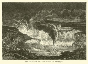 Der Krater von Kilauea während eines Ausbruchs