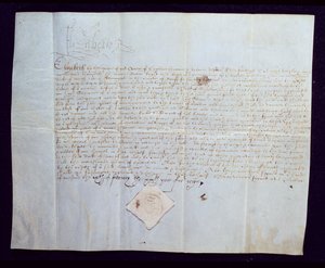 Der Todesbefehl von Thomas Howard, 4. Herzog von Norfolk, unterzeichnet von Königin Elisabeth I., 1572 (Tinte auf Pergament) von English School