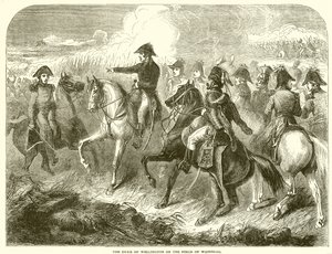 Der Herzog von Wellington auf dem Schlachtfeld von Waterloo von English School