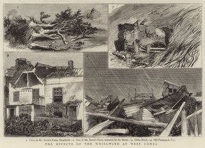 Die Auswirkungen des Wirbelsturms in West Cowes (Gravur) von English School