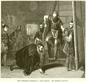 Der Kaiser Karl V und Tizian. Von Robert Fleury von English School