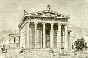 Das Erechtheion, ein berühmter Tempel in Athen für den Helden Erectheios