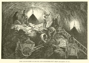 Die Ausgrabung der neuen Keller von Deutz und Geldermann in Ay (Gravur)