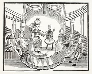 Die berühmte Geschichte von Tom Thumb, Illustration aus Chap-books des achtzehnten Jahrhunderts von John Ashton, veröffentlicht 1882 von English School