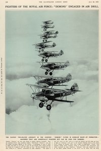 Das schnellste Zweisitzer-Flugzeug des Landes: Dämonen fliegen in gestaffelter Formation, aus The Illustrated London News Royal Naval and Military Number, 20. Juli 1935 von English School