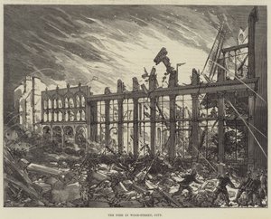Das Feuer in der Wood-Street, City (Stich)
