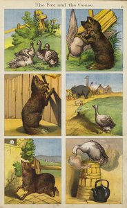 Der Fuchs und die Gänse (Farblithografie)