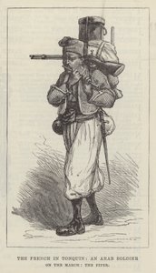 Die Franzosen in Tonkin, ein arabischer Soldat auf dem Marsch, der Pfeifer (Gravur)