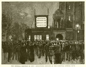 Die Parlamentswahl von 1892: Bekanntgabe der Ergebnisse im National Liberal Club von English School