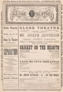 Das Globe Theatre Programm, 21. April 1884
