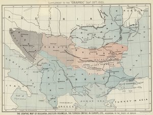 Die Graphic-Karte von Bulgarien, Ost-Rumelien, dem türkischen Reich in Europa