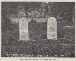 Die Gräber von Keats und Severn in Rom (Gravur) von English School