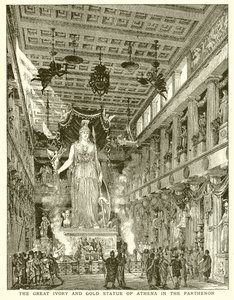Die große Elfenbein- und Goldstatue der Athena im Parthenon