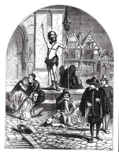 Die Große Pest von 1665, der Enthusiast, der London anprangert (Kupferstich) von English School