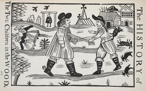 Die Geschichte der zwei Kinder im Wald, Illustration aus Chap-books des achtzehnten Jahrhunderts von John Ashton, veröffentlicht 1882