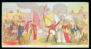 Der Heilige Krieg - Eine Vision, satirische Karikatur des Kampfes um die katholische Emanzipation in Irland, 1826 von English School