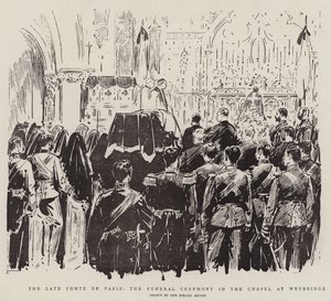 Der verstorbene Comte de Paris, die Beerdigungszeremonie in der Kapelle in Weybridge (Lithografie)