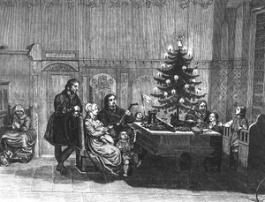 Die Legende der ersten Weihnachtsbaumkerzen, Mitte des 18. Jahrhunderts von English School