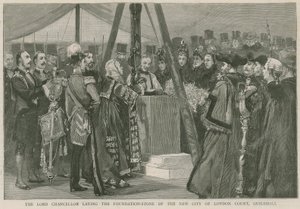 Der Lordkanzler legt den Grundstein des neuen City of London Court, Guildhall