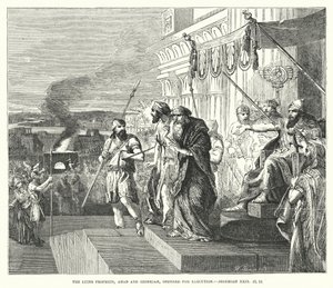 Die lügenden Propheten, Ahab und Zedekia, zur Hinrichtung verurteilt, Jeremia XXIX, 21, 22 (Gravur)