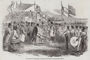 Der Marquis von Londonderry beginnt die Seaham und Sunderland Eisenbahn (Stich)