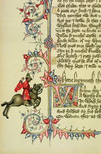 Der Kaufmann, Faksimile-Detail aus den Canterbury Tales von Geoffrey Chaucer von English School