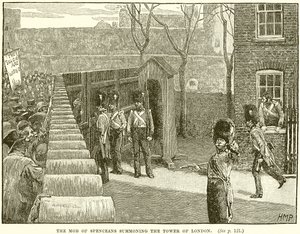 Der Mob der Spenceaner ruft den Tower of London auf
