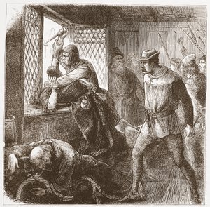 Der Aufruhr in Prag, Illustration aus Die Geschichte des Protestantismus von James Aitken Wylie, veröffentlicht 1878 von English School