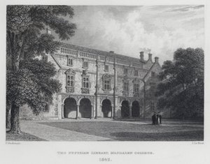Die Pepysianische Bibliothek, Magdalen College, 1842 von English School