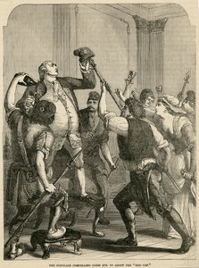 Das Volk zwingt Ludwig XVI., die rote Mütze anzunehmen, 1792 von English School