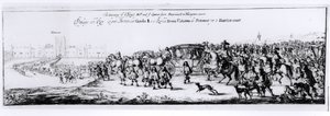 Die Prozession von Karl II. (1630-85) und seiner neuen Königin, Katharina von Braganza (1638-1705) von Portsmouth nach Hampton Court, 1662 von English School