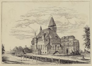 Das vorgeschlagene Shakspeare-Gedenktheater in Stratford-on-Avon (Gravur)