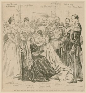 Die Königin und die königliche Braut, ein Vorfall in der Kapelle nach der Hochzeitszeremonie, 23. Juli 1896 von English School