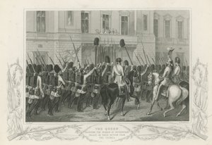 Die Königin empfängt die Wachen im Buckingham-Palast