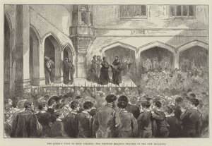 Der Besuch der Königin am Eton College, der Provost liest Gebete im neuen Gebäude (Gravur)