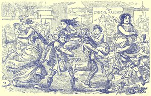 Die Römer entführen die Sabinerinnen, Illustration aus Die komische Geschichte Roms von Gilbert Abbott a Beckett, veröffentlicht um 1850