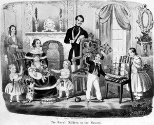 Die königlichen Kinder im Kinderzimmer, von T. H. A. E., 1847 von English School
