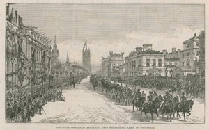 Die königliche Prozession kehrt von der Westminster Abbey über Whitehall zurück von English School