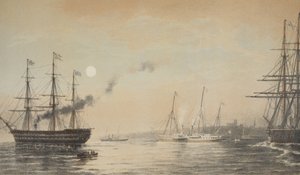 Die königliche Yacht vor Margate am Abend des 5. März 1863, aus Ein Gedenkbuch zur Hochzeit von Edward VII. und Alexandra von Dänemark, veröffentlicht 1864 von English School