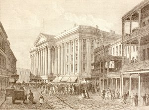 Das Saint Charles Hotel in der St. Charles Street, New Orleans in den 1880er Jahren (Litho) von English School