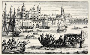 Die sieben Bischöfe auf dem Weg zum Tower, April 1688 von English School