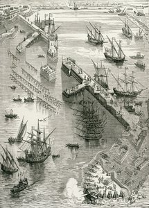 Die Belagerung von Rochelle, aus Die Geschichte Frankreichs, von Emile de Bonnechose, veröffentlicht von Ward, Lock und Co, London von English School
