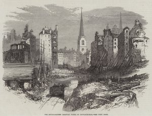 Die South-Eastern Railway Arbeiten auf Dowgate-Hill (Stich) von English School